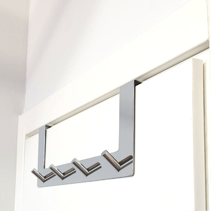 קולב דלת 4 ווים לתלייה ניקל מבריק