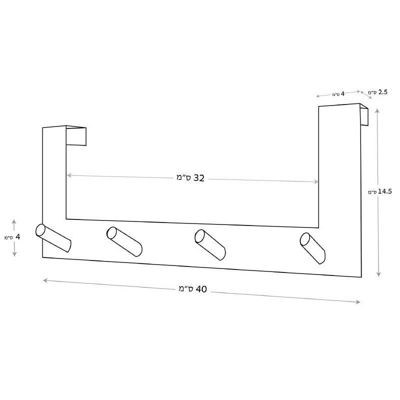 קולב דלת 4 ווים לתלייה שחור מט