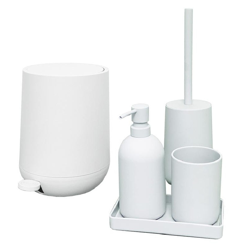 סט אביזרי אמבטיה וגאס לבן מט